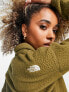 The North Face cropped 1/4 zip sherpa fleece in khaki Exclusive at ASOS