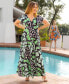 ფოტო #4 პროდუქტის Print V Neck Empire Waist Kimono Cap Sleeve Maxi Dress