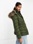 Фото #3 товара New Look puffer jacket with faux fur hood in khaki