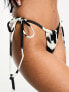 Фото #3 товара ASOS DESIGN tie side bikini bottom in oversize mono zebra print