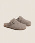 Buckled felt mule clog slippers