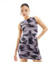 Фото #6 товара Missyempire sleeveless mesh mini dress in purple lip print