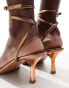 Mango ankle wrap high heel in bronze