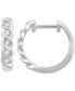 Фото #3 товара Diamond Small Huggie Hoop Earrings (1/10 ct. t.w.) in 10k White Gold