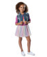 Little Girls One-Piece Mesh Skirt Dress with Denim Vest, 2-Pieces