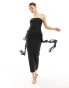 Фото #2 товара Fashionkilla glitter bandeau ruched maxi dress in black