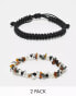 ASOS DESIGN 2 pack bracelet with semi-precious chips in multi