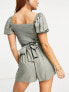 Esmee Exclusive beach wrap front playsuit with shirred back in aloe