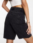 New Look longline denim shorts in black