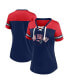 Фото #1 товара Women's Navy, Red New England Patriots Blitz and Glam Lace-Up V-Neck Jersey T-shirt