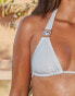 Moda Minx X Sophie Piper metallic amour triangle bikini top in silver