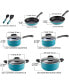 Фото #2 товара Pots and Pans Nonstick Cookware Set 12-Piece, Kitchen Cooking Set with Frying Pans and Saucepans, Induction Compatible, Turquoise