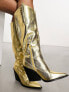 Public Desire Navada western knee boots in gold