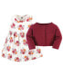 ფოტო #3 პროდუქტის Baby Girls Cotton Dress and Cardigan Set, Autumn Rose