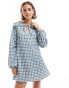 ASOS DESIGN mini dress with oversized collar in check