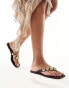 Фото #1 товара South Beach gold bead jelly flip flop in chocolate