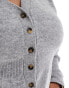 Фото #3 товара Vero Moda Curve buttondown knitted mini dress in light grey melange