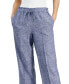 Women's Linen-Blend Mid Rise Drawstring-Waist Crop Pants