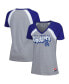 ფოტო #1 პროდუქტის Women's Gray Los Angeles Dodgers Heathered Raglan V-Neck T-Shirt