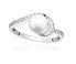 Silver ring with cubic zirconia and real pearl SC496