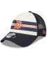 Men's White, Navy Detroit Tigers Team Stripe Trucker 9Forty Snapback Hat