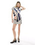 Фото #1 товара ASOS DESIGN mini shirt dress with ruching detail in cut about multi stripe