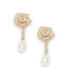 Women's Gold Embellished Rose Drop Earrings
