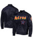 ფოტო #1 პროდუქტის Men's Navy Houston Astros Wordmark Satin Full-Snap Jacket