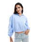 Фото #1 товара Tommy Jeans boxy half zip sweatshirt in baby blue