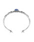 Фото #2 товара Sterling Silver Women's Oval Genuine Lapis Cuff Bracelet Size Small - Large