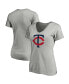 Фото #1 товара Women's Heathered Gray Minnesota Twins Core Official Logo V-Neck T-shirt