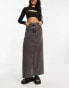 Фото #1 товара COLLUSION long maxi denim skirt in washed black