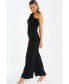 Фото #4 товара Women's Black One Shoulder Organza Detail Jumpsuit