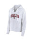 ფოტო #3 პროდუქტის Women's White/Gray South Carolina Gamecocks Arch Logo Striped Notch Neck Pullover Hoodie