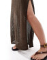 Threadbare crochet beach maxi dress in chocolate brown