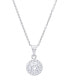 Фото #1 товара Cubic Zirconia Round Pendant 18" Silver Plate Necklace