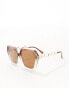 Фото #2 товара Jeepers Peepers two tone oversized sunglasses in brown