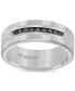 Men's Tungsten and Sterling Silver Ring, Channel-Set Black Diamond Accent Wedding Band