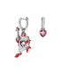 ფოტო #1 პროდუქტის Asymmetrical Design, Playing Card, Red, Rhodium Plated Alice In Wonderland Drop Earrings