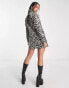 Rebellious Fashion sequin blazer dress in zebra print