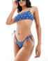 Фото #4 товара Cotton On straight neck crop bikini top in blue & green print