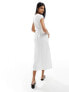 ASOS DESIGN square neck shirred bodice maxi dress with crochet bust in white