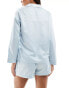 Loungeable Bridesmaid satin long sleeve shirt & short set in blue