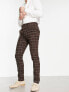 Фото #5 товара ASOS DESIGN skinny wool mix smart trousers in chocolate brown window check