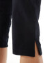 Monki stretch cropped capri pants in black sheen