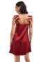 Фото #4 товара ASOS DESIGN bow strap satin mini dress in red