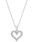 Фото #1 товара Macy's diamond Open Heart Pendant Necklace (1/4 ct. t.w.) in 14k White or Yellow Gold, 18" + 2" extender