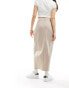 Фото #3 товара ASOS DESIGN jersey twill midi skirt with asymmetric waist in stone