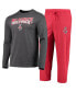 Men's Red, Heathered Charcoal Distressed NC State Wolfpack Meter Long Sleeve T-shirt and Pants Sleep Set