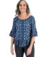 ფოტო #1 პროდუქტის Women's Printed On-Off Ruffle Sleeve Top, Created for Macy's